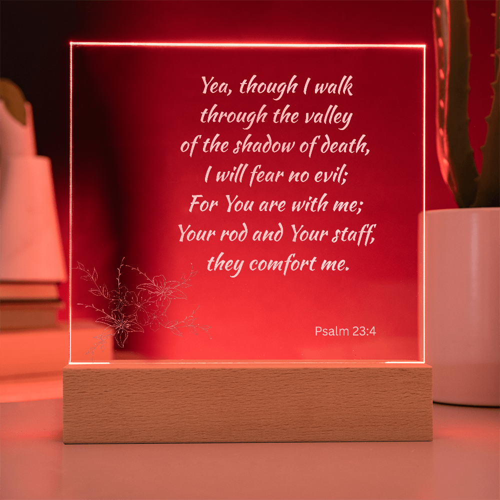 Engraved Acrylic Plaque or Nightlight: Yea though I walk through the shadow