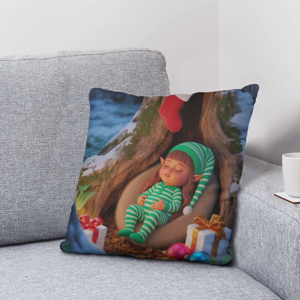 Sleeping Elf Brown Haired Girl Pillow