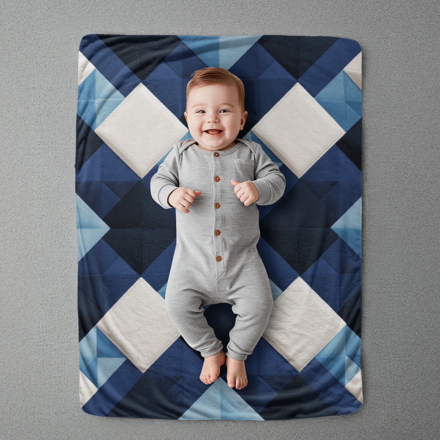 Blue Multi Sherpa Blanket