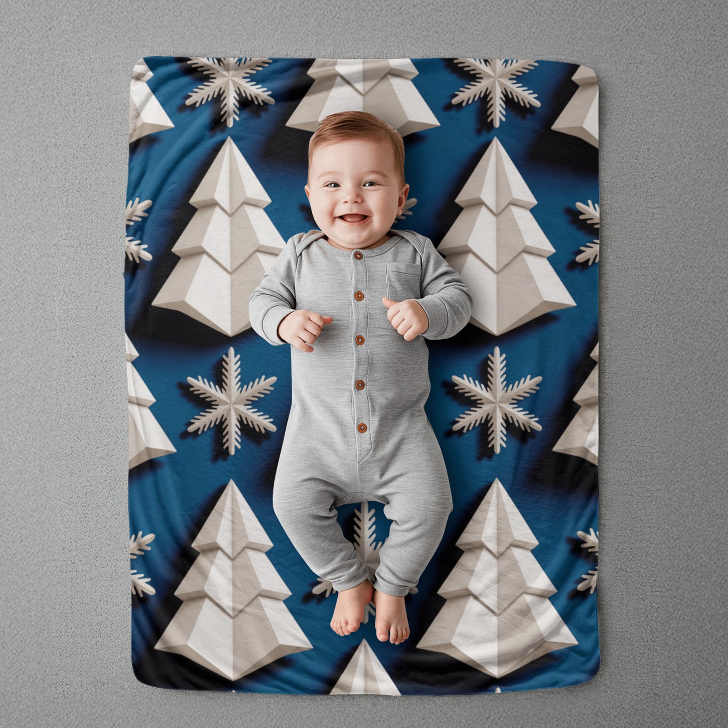 Christmas Blue Geometric Blanket