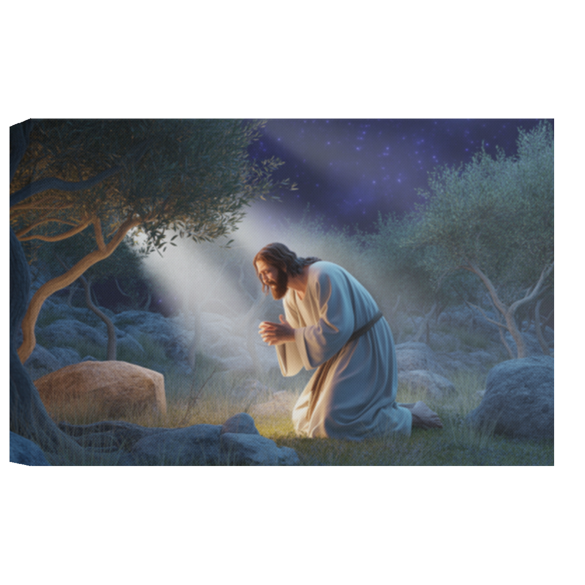 Deluxe Jesus Praying in the Garden of Gethsemane  Landscape Canvas 1.5in Frame
