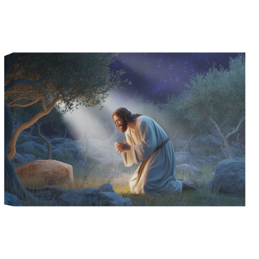 Deluxe Jesus Praying in the Garden of Gethsemane  Landscape Canvas 1.5in Frame