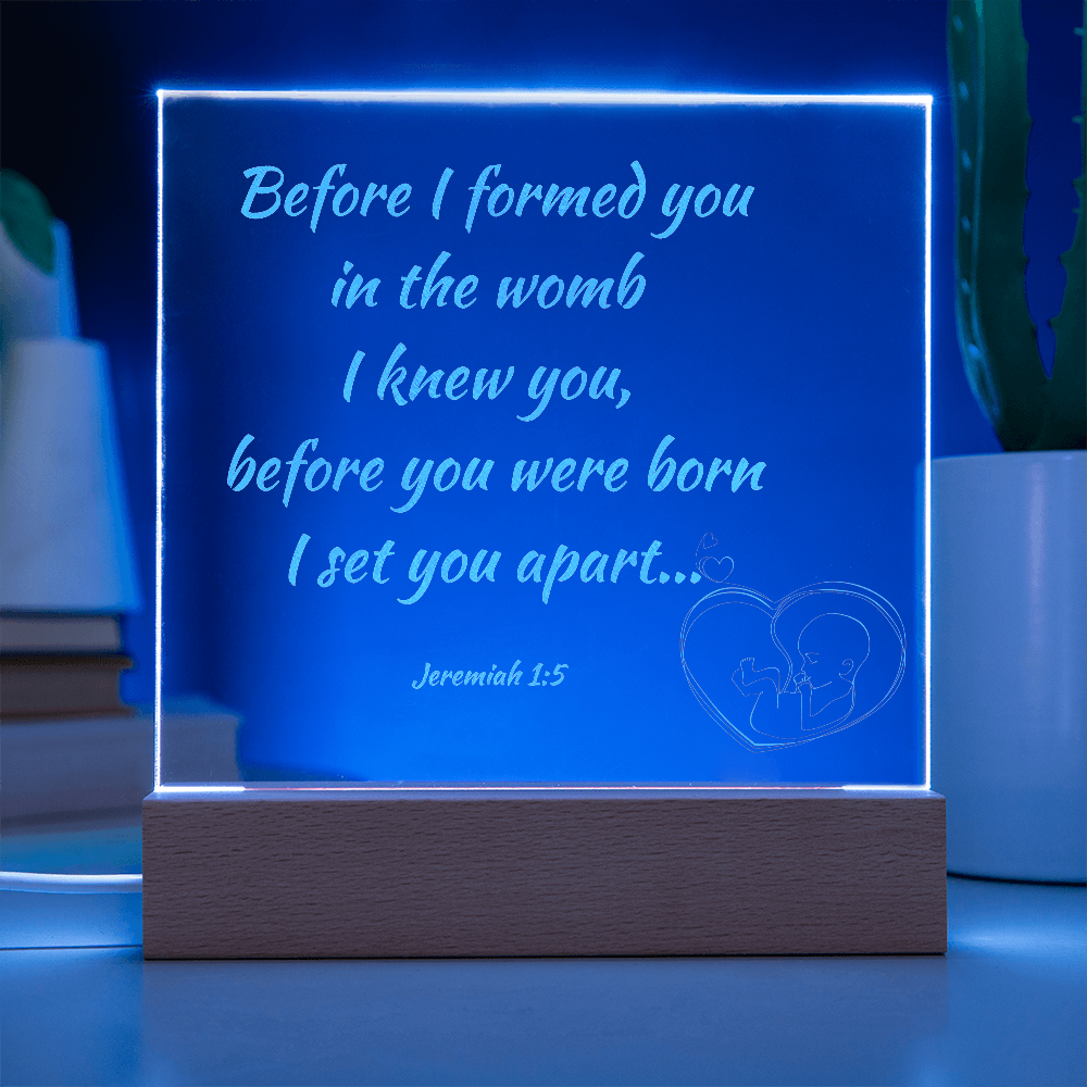 Engraved Acrylic Plaque or Nightlight: Before I formed you in the womb