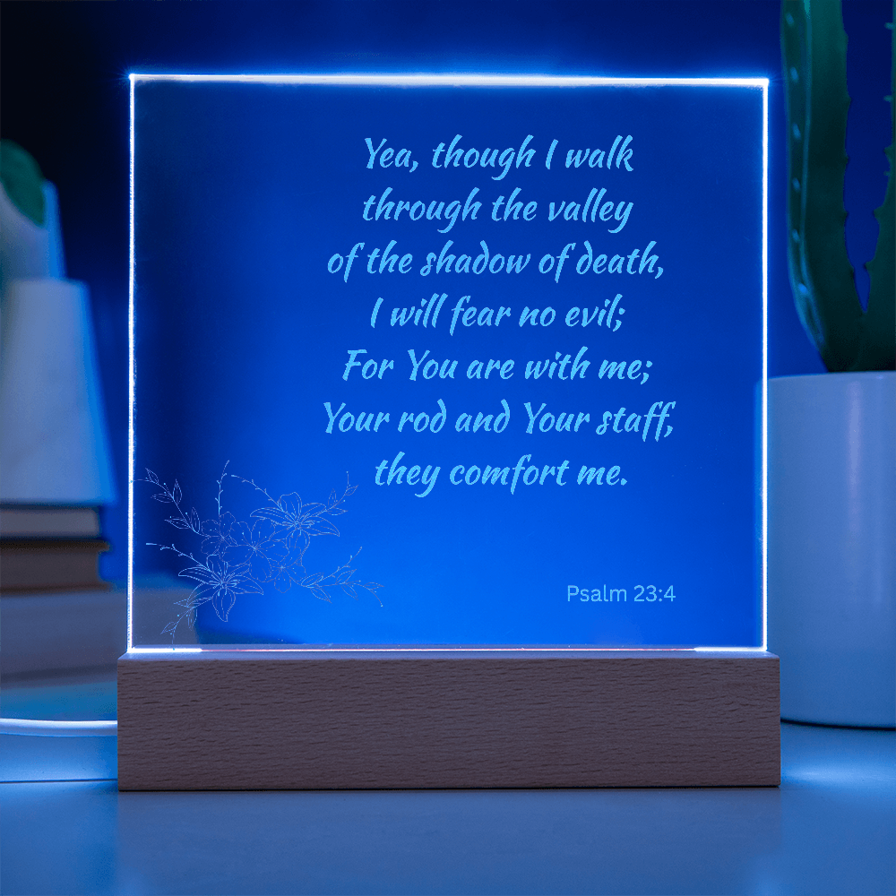 Engraved Acrylic Plaque or Nightlight: Yea though I walk through the shadow