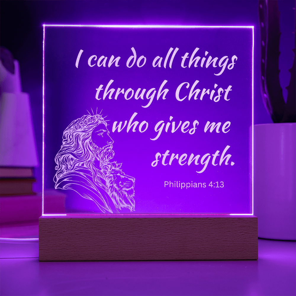 Engraved Acrylic Plaque or Nightlight: I can do all things through Christ