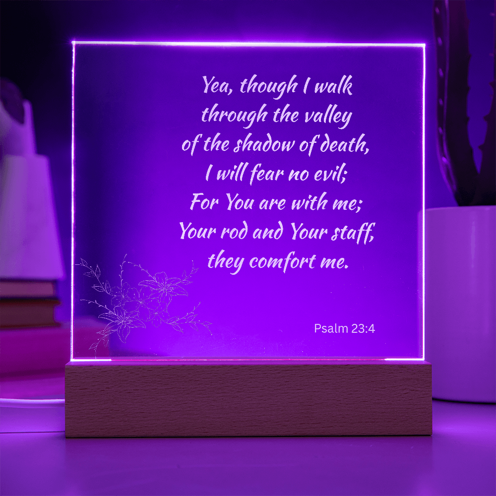 Engraved Acrylic Plaque or Nightlight: Yea though I walk through the shadow