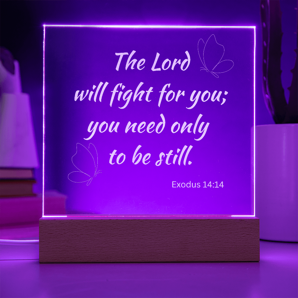 Engraved Acrylic Plaque or Nightlight: The Lord will fight for you