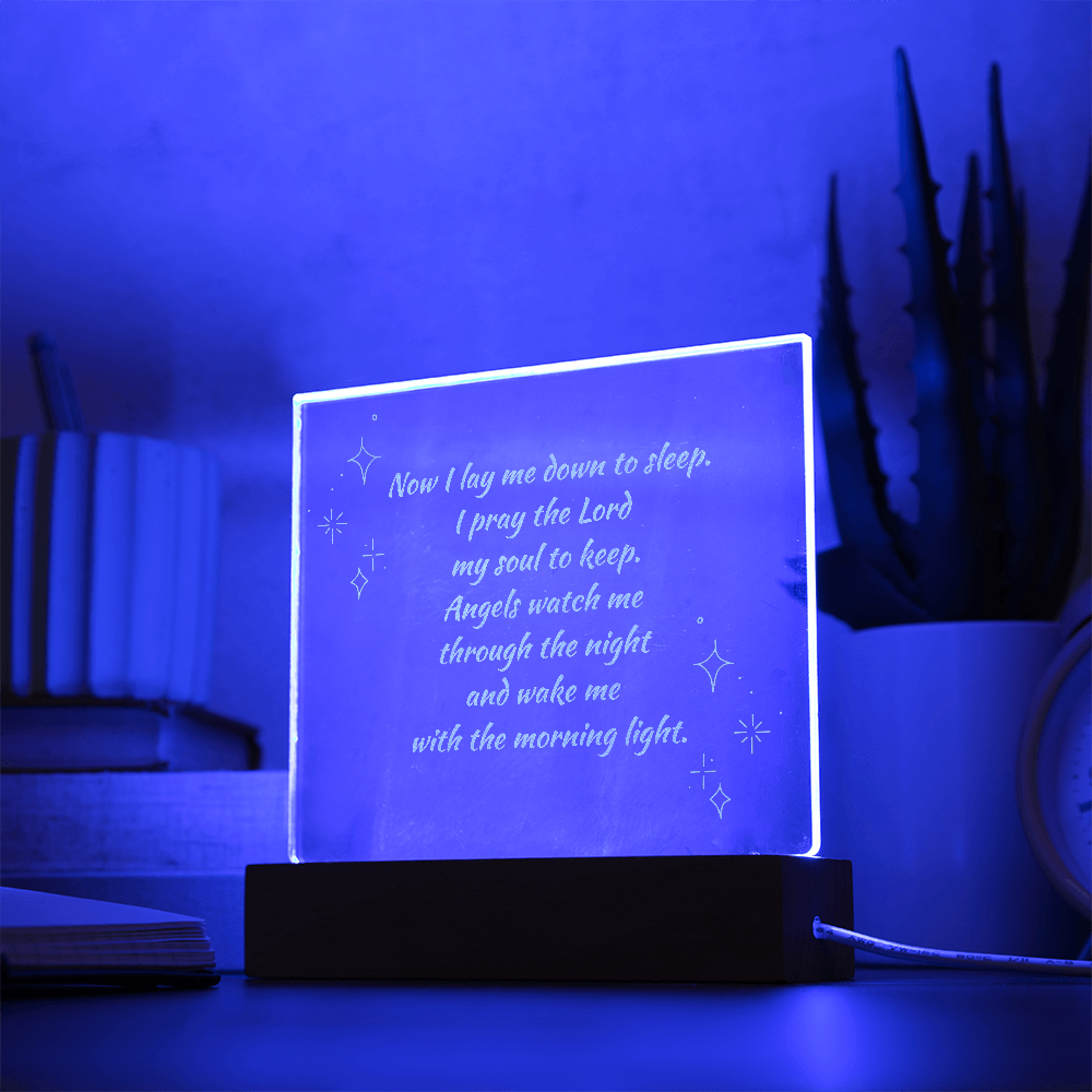 Engraved Acrylic Plaque or Nightlight: Now I lay me down to sleep