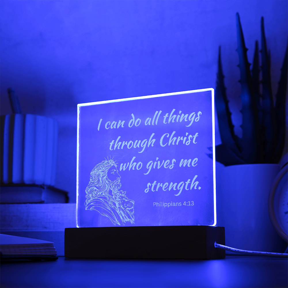 Engraved Acrylic Plaque or Nightlight: I can do all things through Christ
