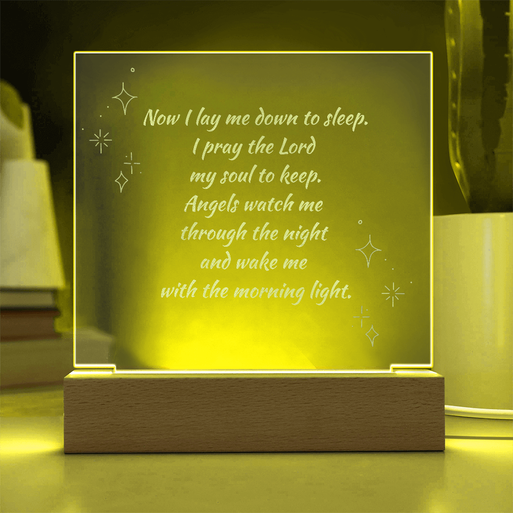 Engraved Acrylic Plaque or Nightlight: Now I lay me down to sleep