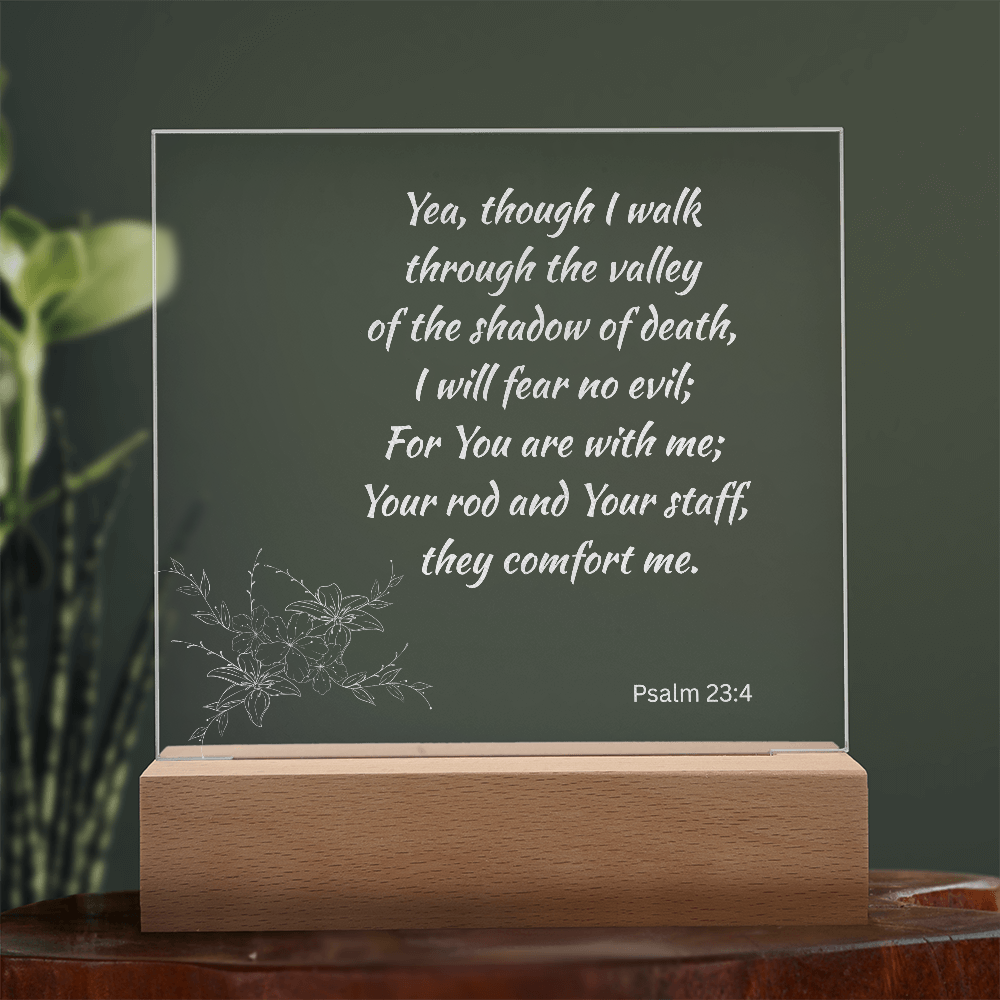 Engraved Acrylic Plaque or Nightlight: Yea though I walk through the shadow