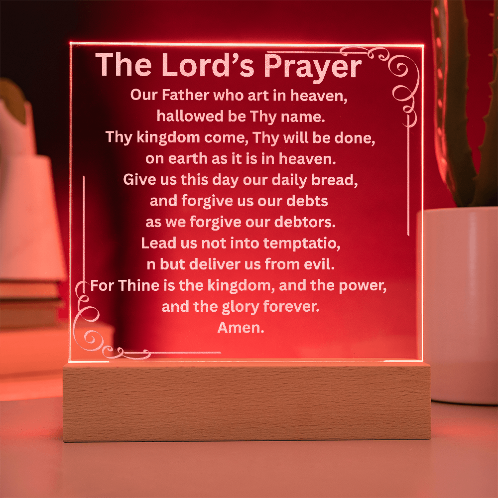 Engraved Acrylic Plaque or Nightlight: The Lord's Prayer