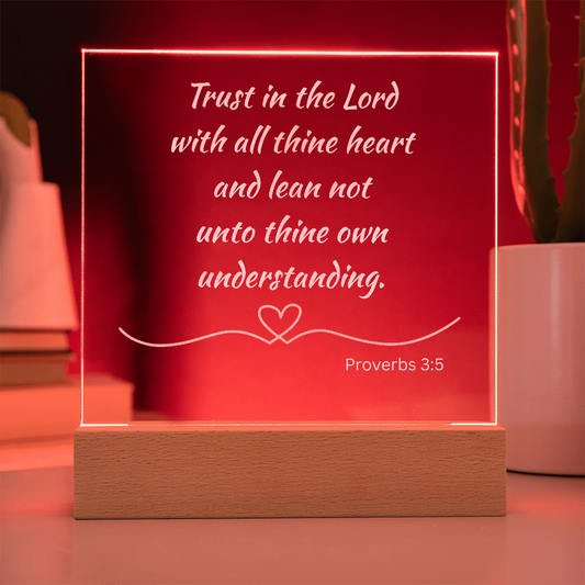 Engraved Acrylic Plaque or Nightlight: Trust in the Lord