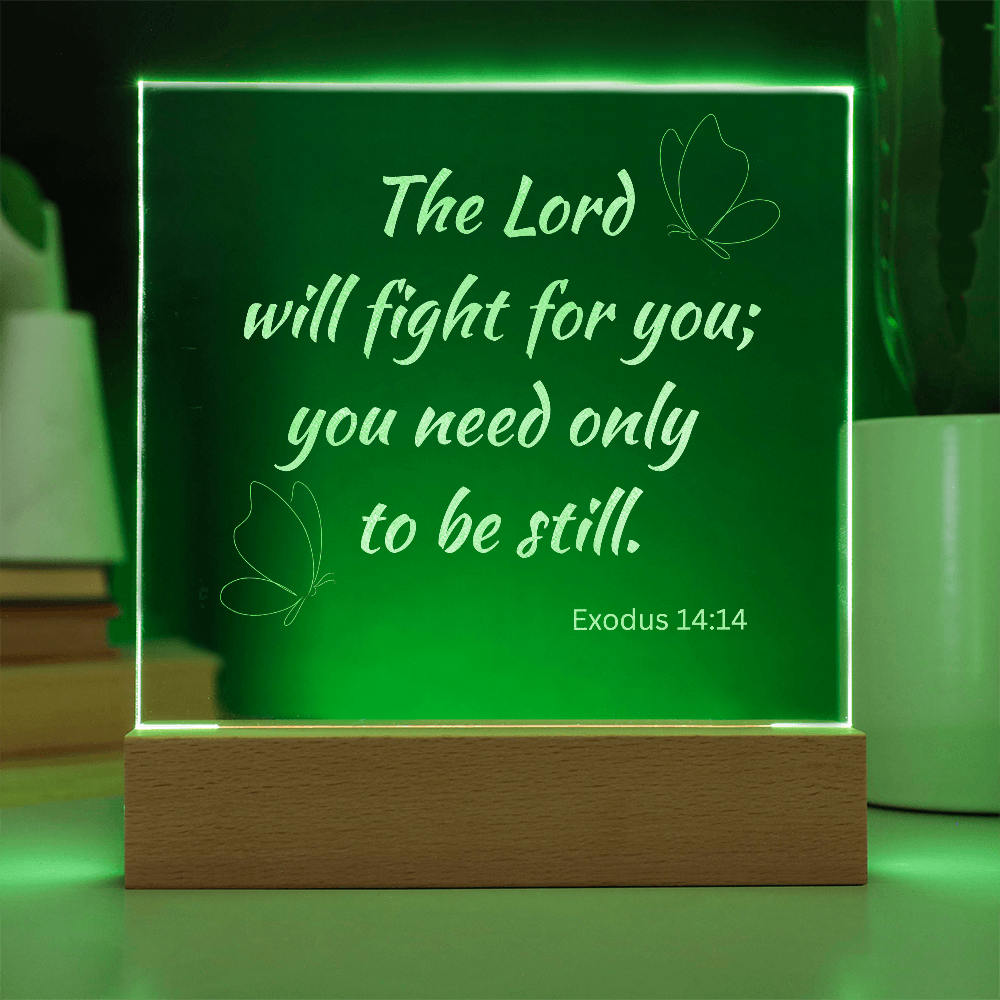 Engraved Acrylic Plaque or Nightlight: The Lord will fight for you
