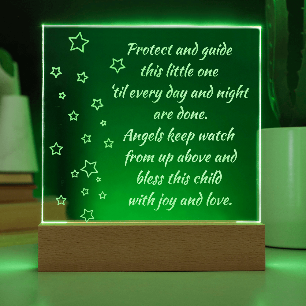 Engraved Acrylic Plaque or Nightlight: Protect and guide this little one