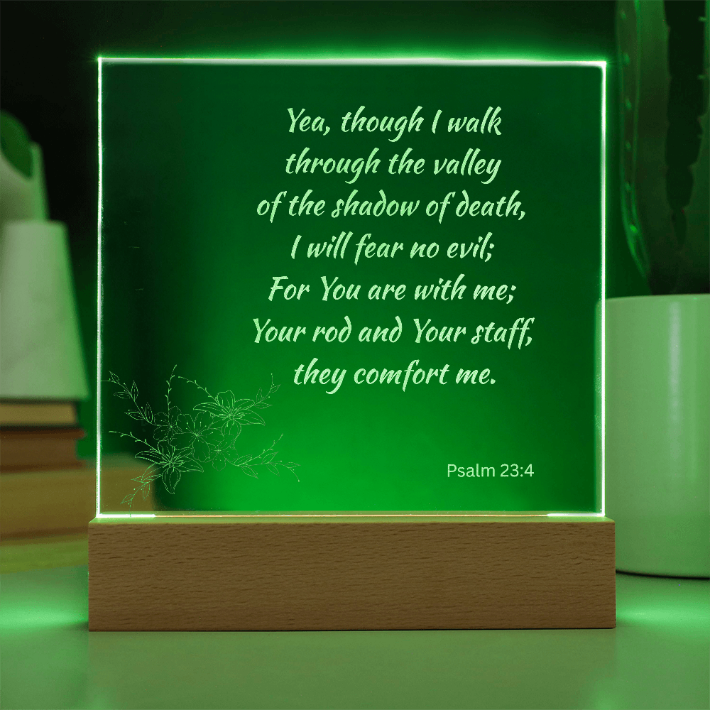 Engraved Acrylic Plaque or Nightlight: Yea though I walk through the shadow