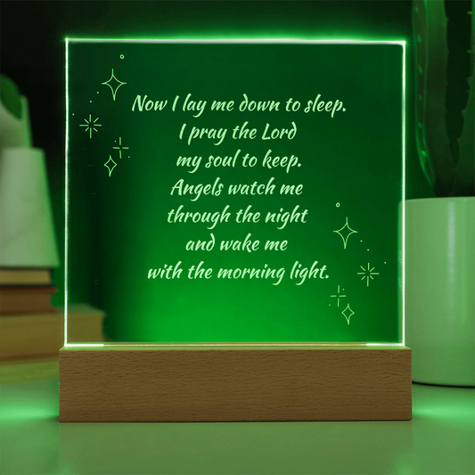 Engraved Acrylic Plaque or Nightlight: Now I lay me down to sleep