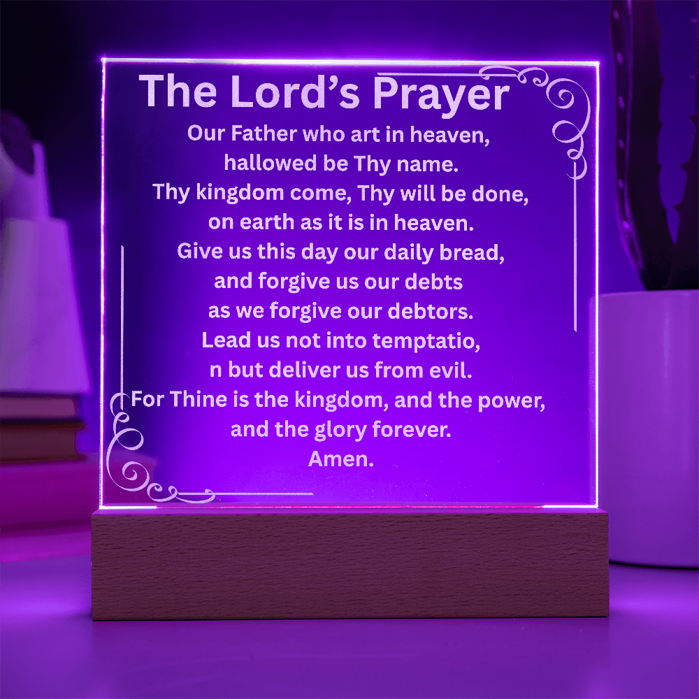 Engraved Acrylic Plaque or Nightlight: The Lord's Prayer