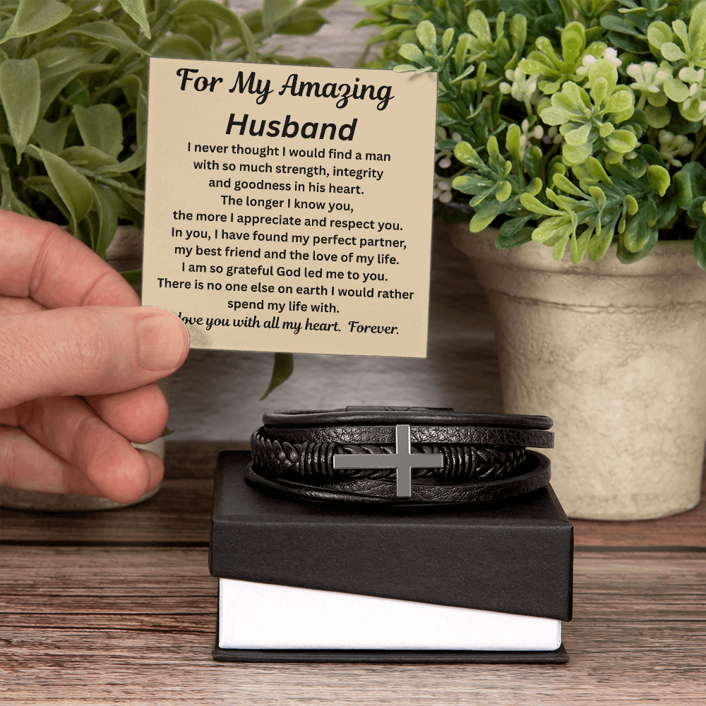 For My Amazing Husband Cross Bracelet