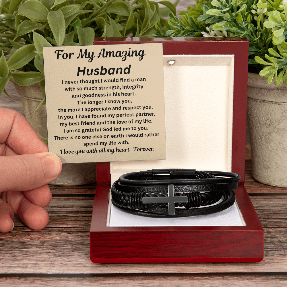 For My Amazing Husband Cross Bracelet