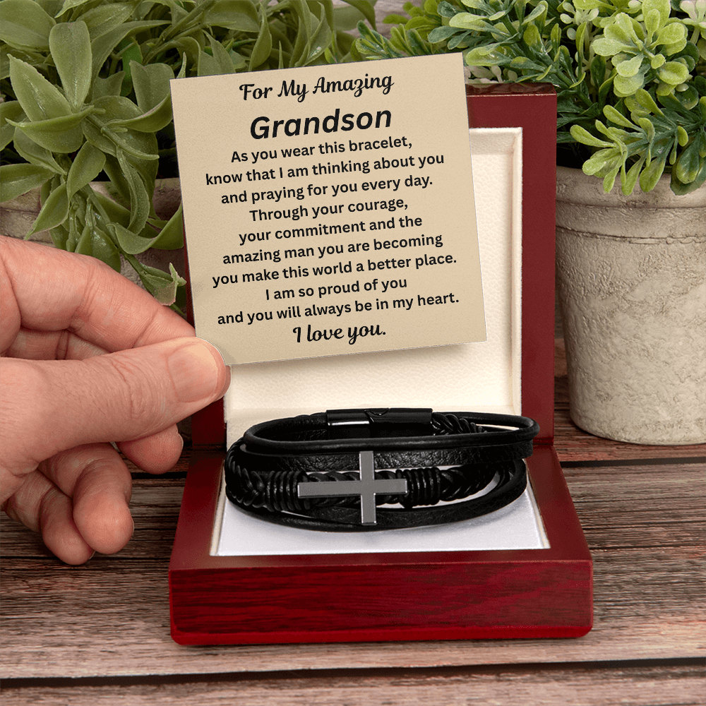 For My Amazing Grandson Cross Bracelet
