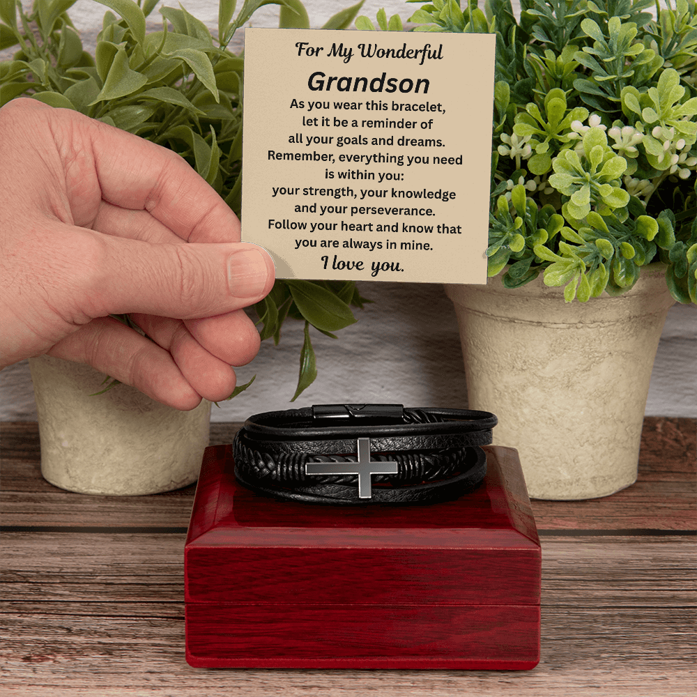 For My Wonderful Grandson Cross Bracelet