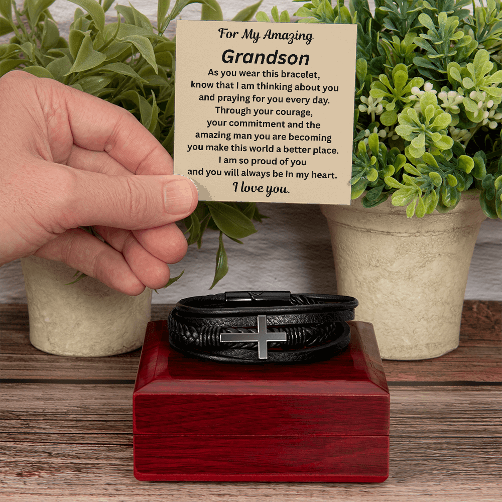 For My Amazing Grandson Cross Bracelet