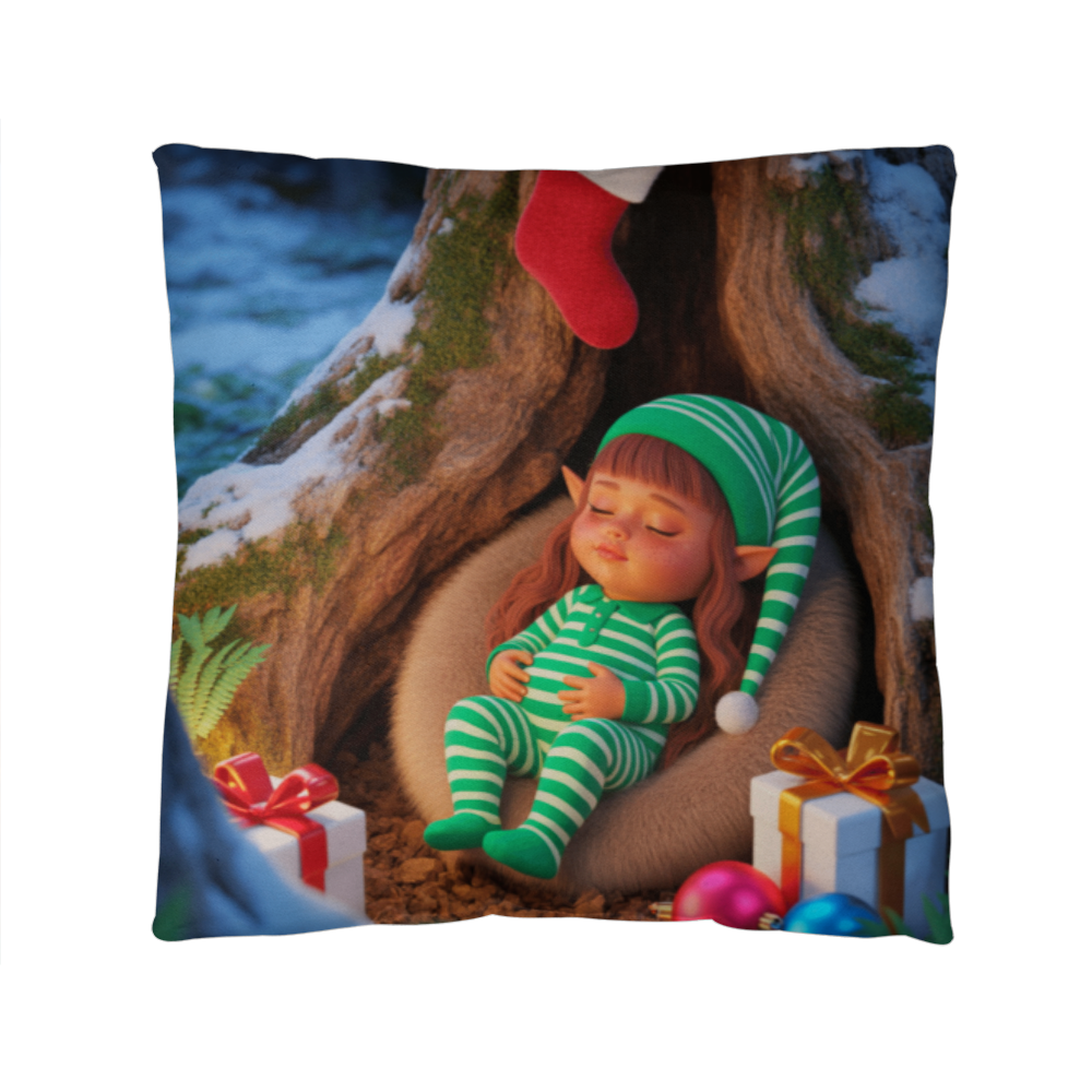 Sleeping Elf Brown Haired Girl Pillow