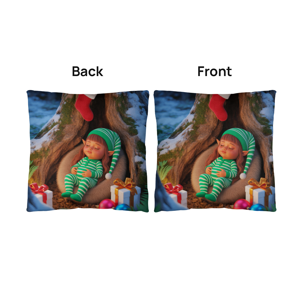 Sleeping Elf Brown Haired Girl Pillow