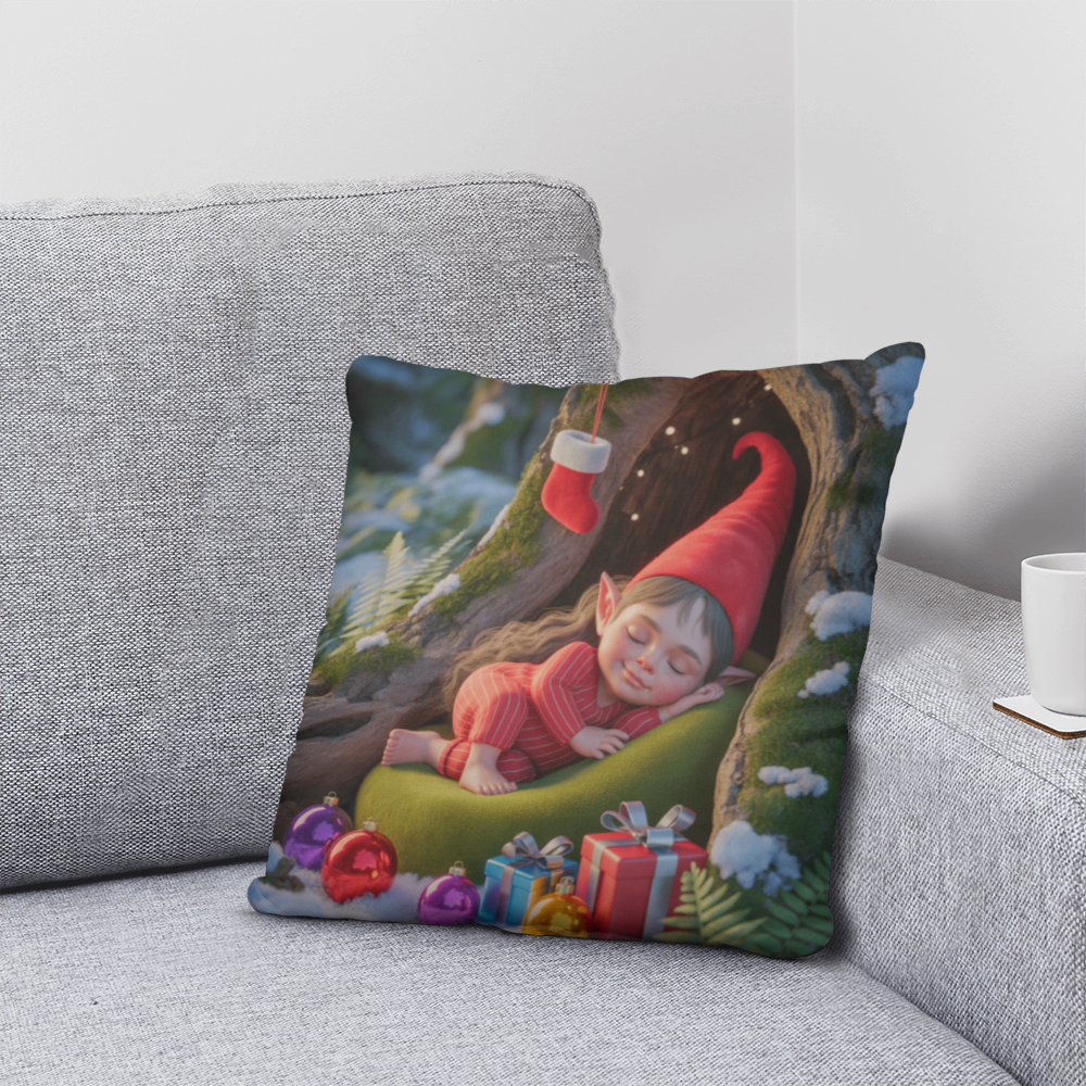 Sleeping Elf Brown Haired Girl Pillow