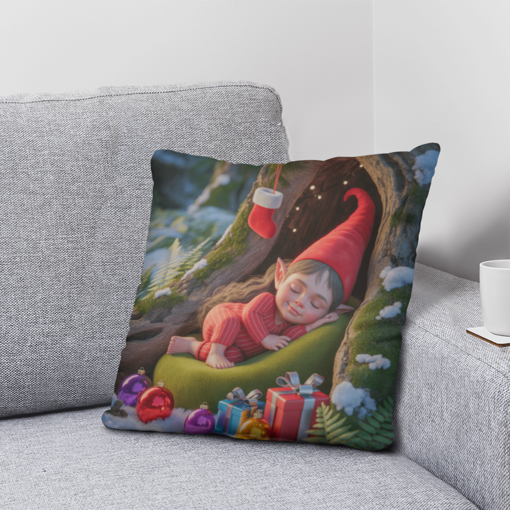 Sleeping Elf Brown Haired Girl Pillow