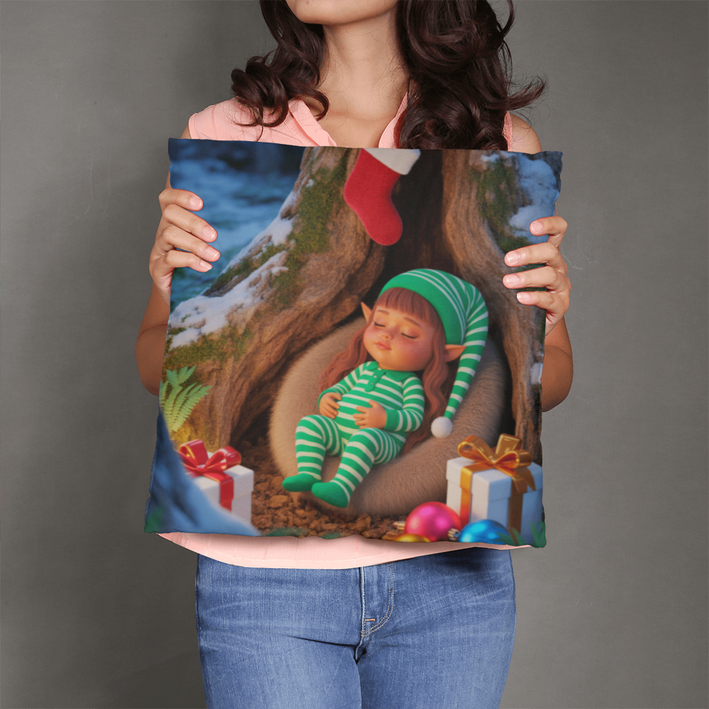 Sleeping Elf Brown Haired Girl Pillow