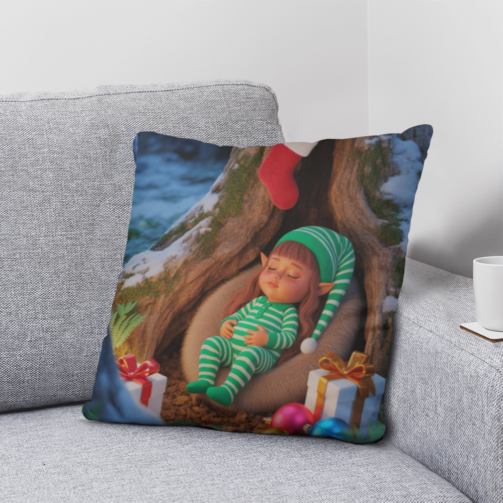 Sleeping Elf Brown Haired Girl Pillow