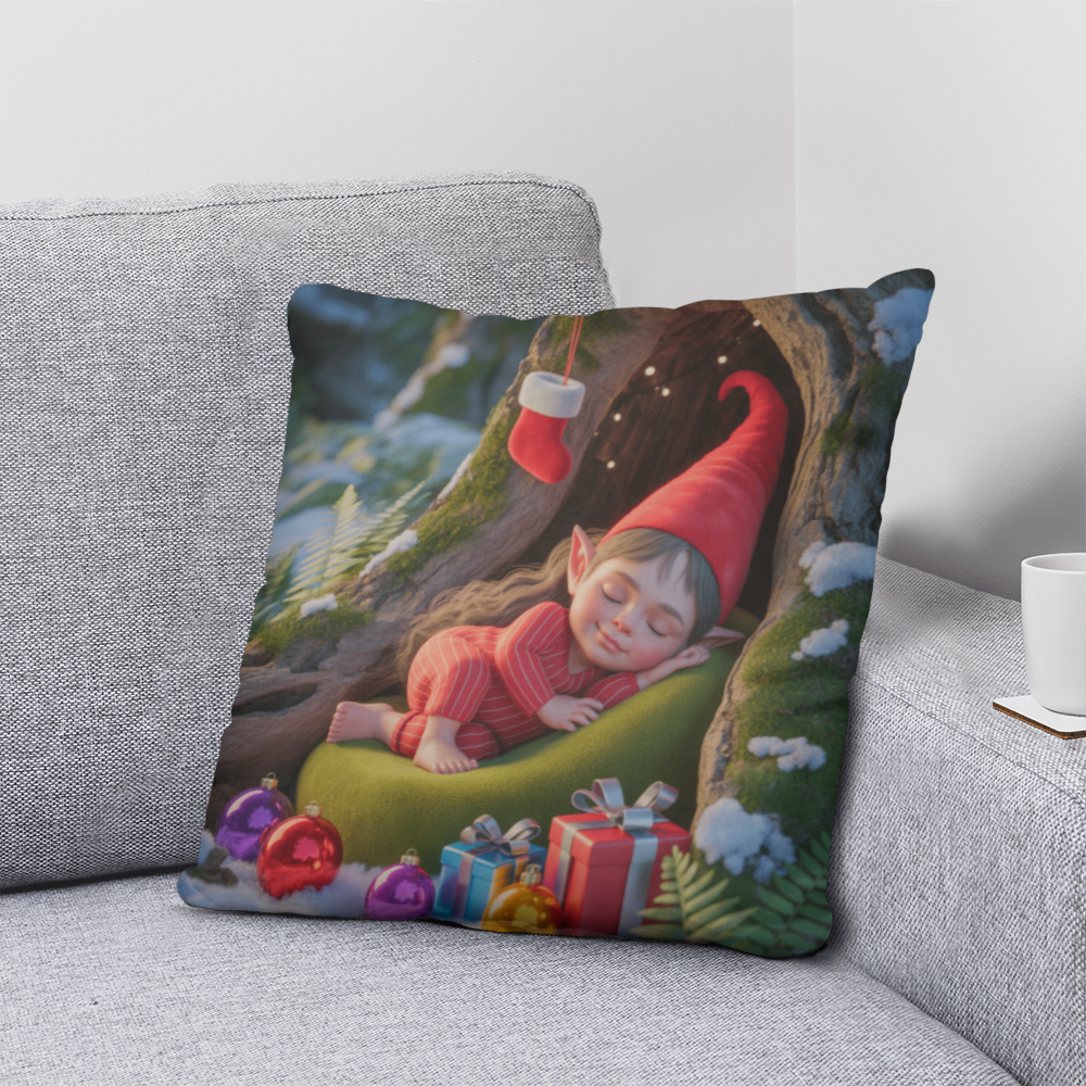 Sleeping Elf Brown Haired Girl Pillow