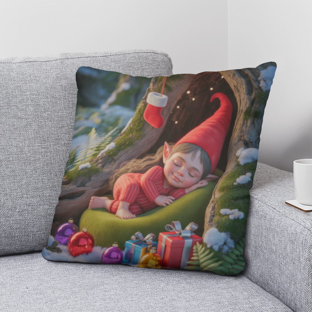 Sleeping Elf Brown Haired Girl Pillow