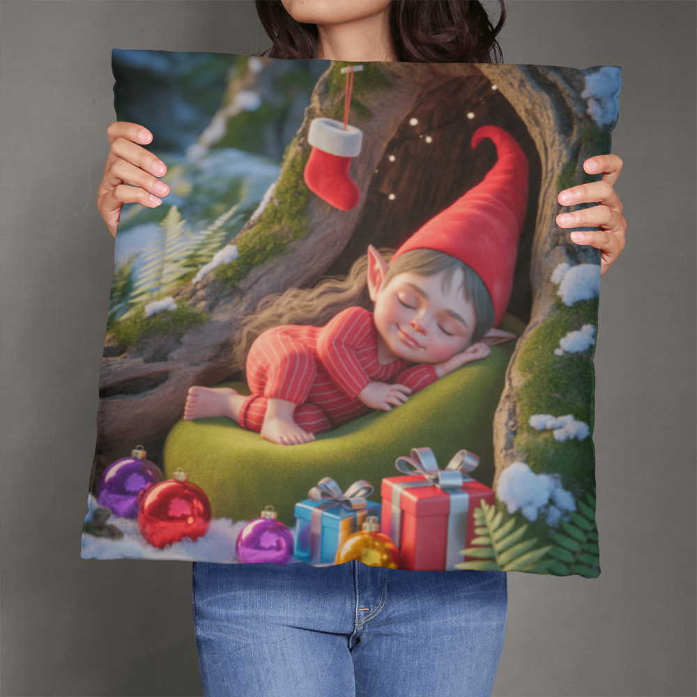 Sleeping Elf Brown Haired Girl Pillow