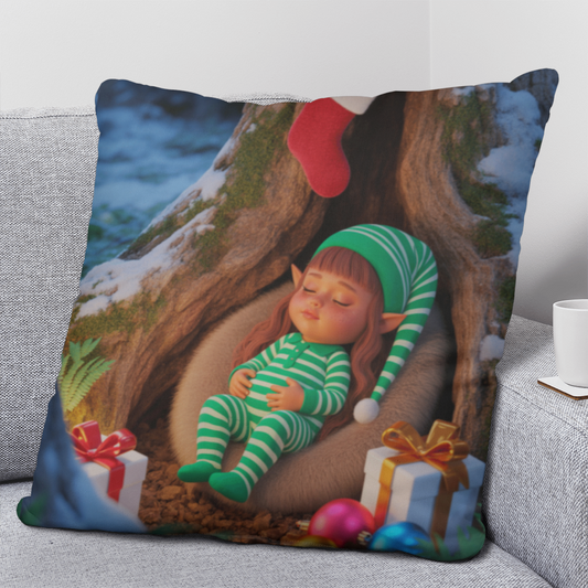 Sleeping Elf Brown Haired Girl Pillow