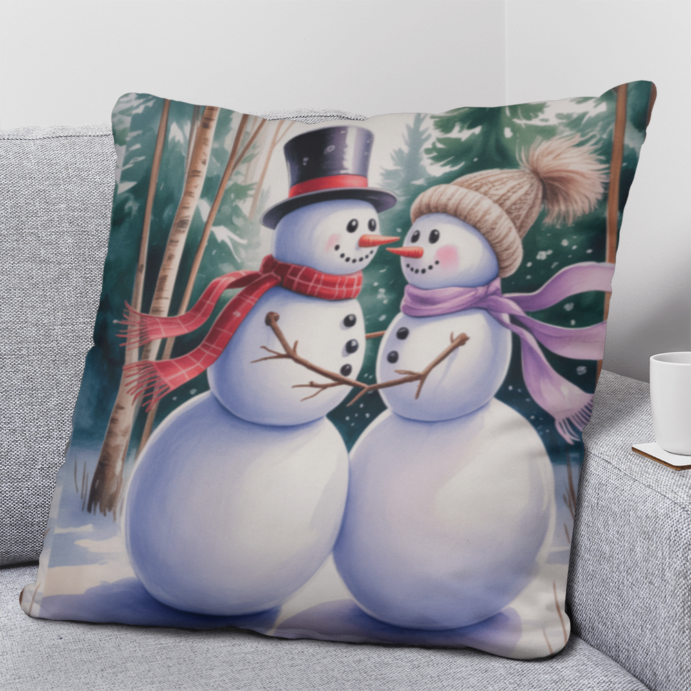Mr and Mrs Snowman Pillow
