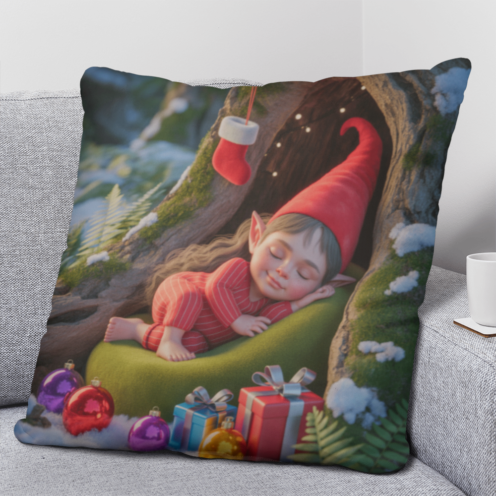 Sleeping Elf Brown Haired Girl Pillow