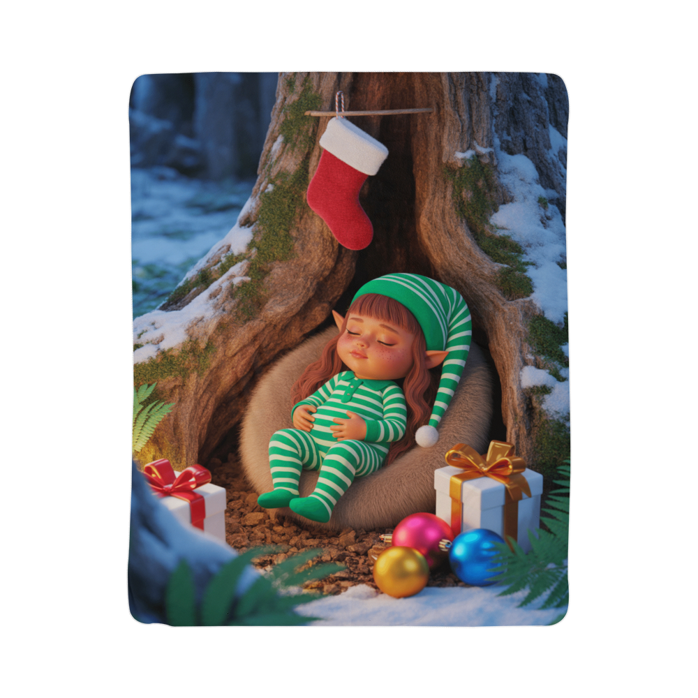 Sleeping Elf Brown Haired Girl Blanket