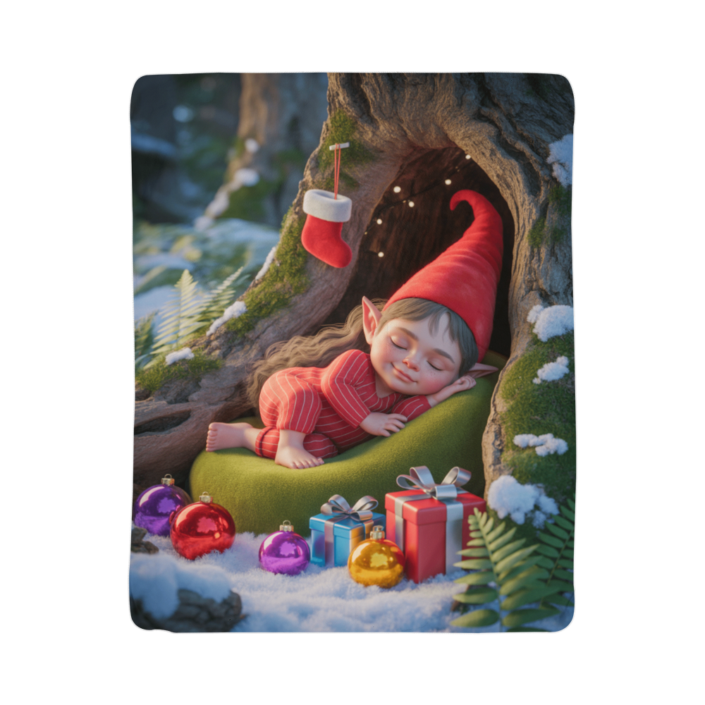 Sleeping Elf  Brown Haired Girl Blanket