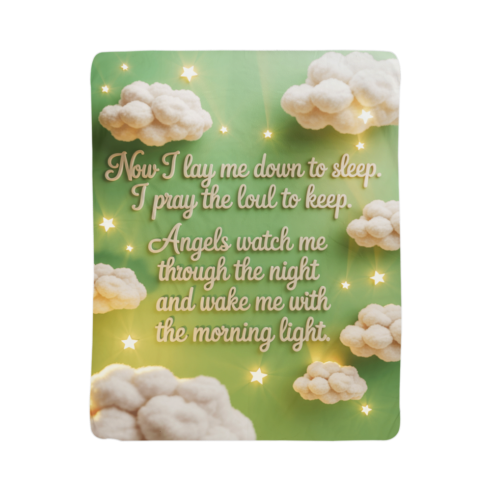 Now I lay me down to sleep Blanket (green)