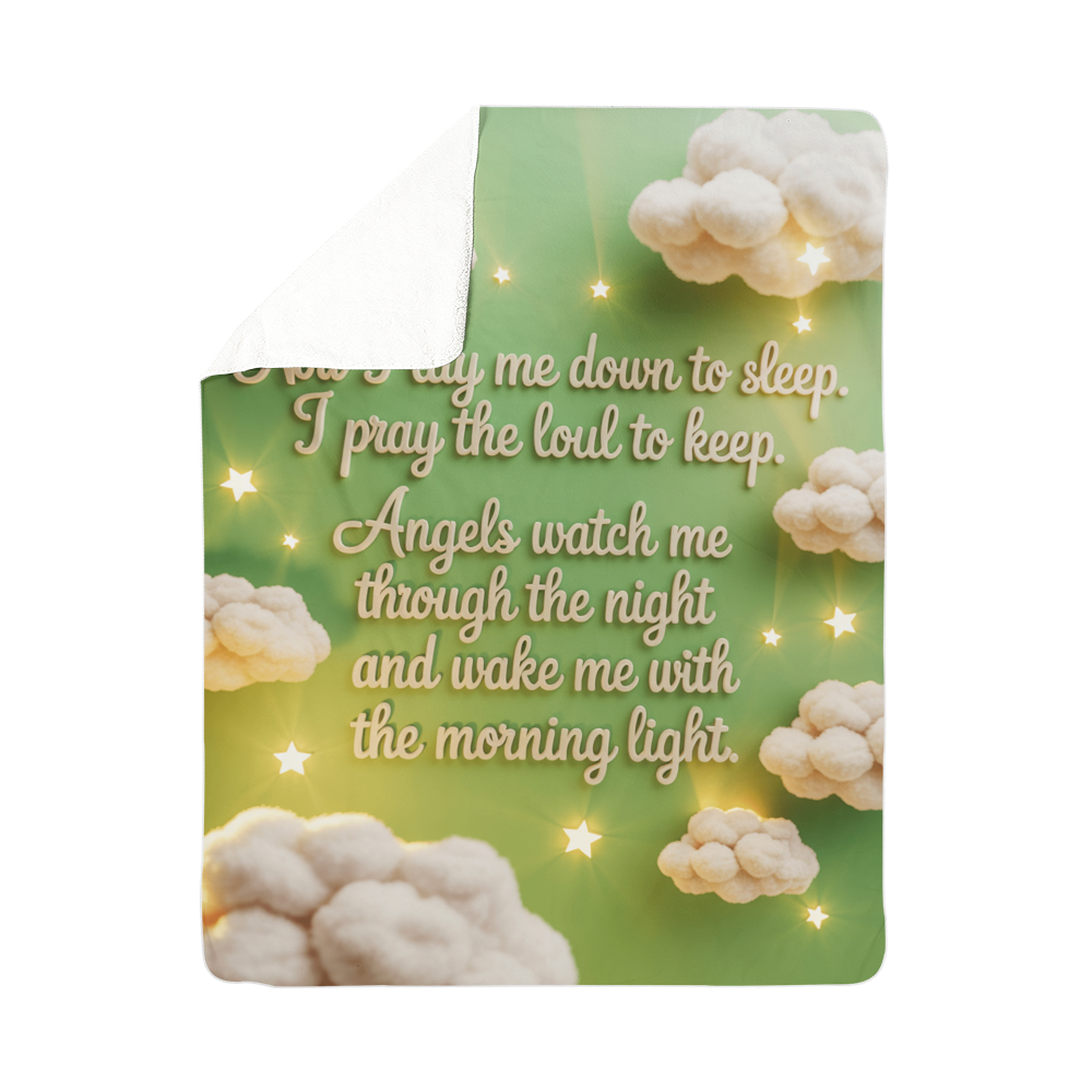 Now I lay me down to sleep Blanket (green)