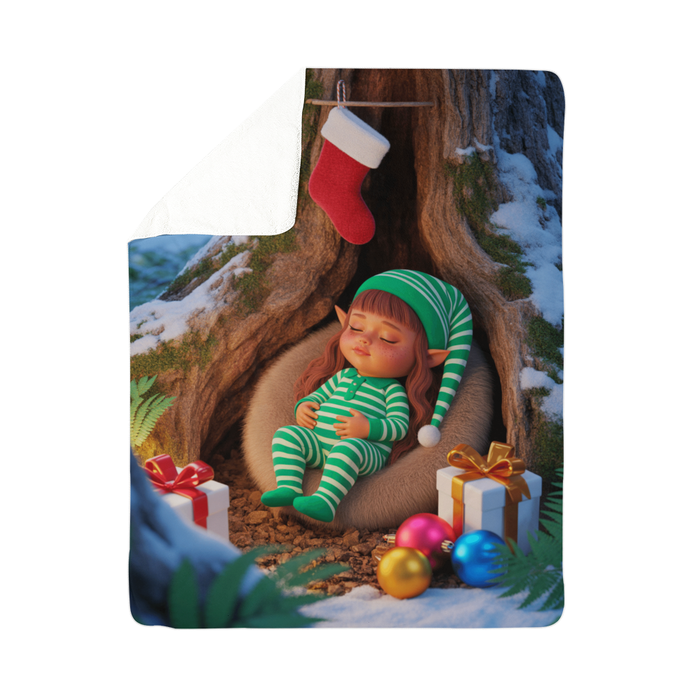 Sleeping Elf Brown Haired Girl Blanket
