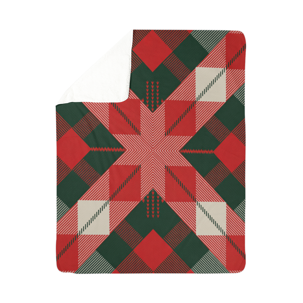 Red and Green Multi Sherpa Blanket