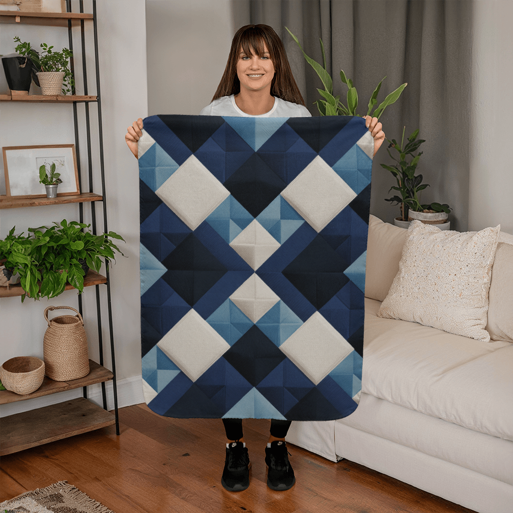 Blue Multi Sherpa Blanket