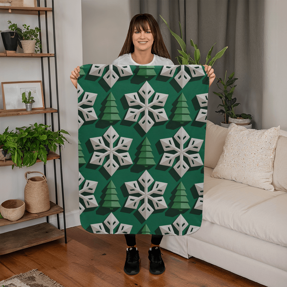 Christmas Green Geometric Blanket