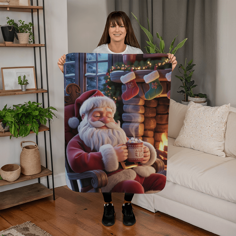 Tired Santa Christmas Blanket