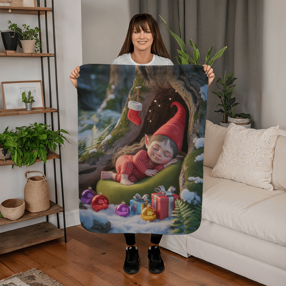 Sleeping Elf  Brown Haired Girl Blanket