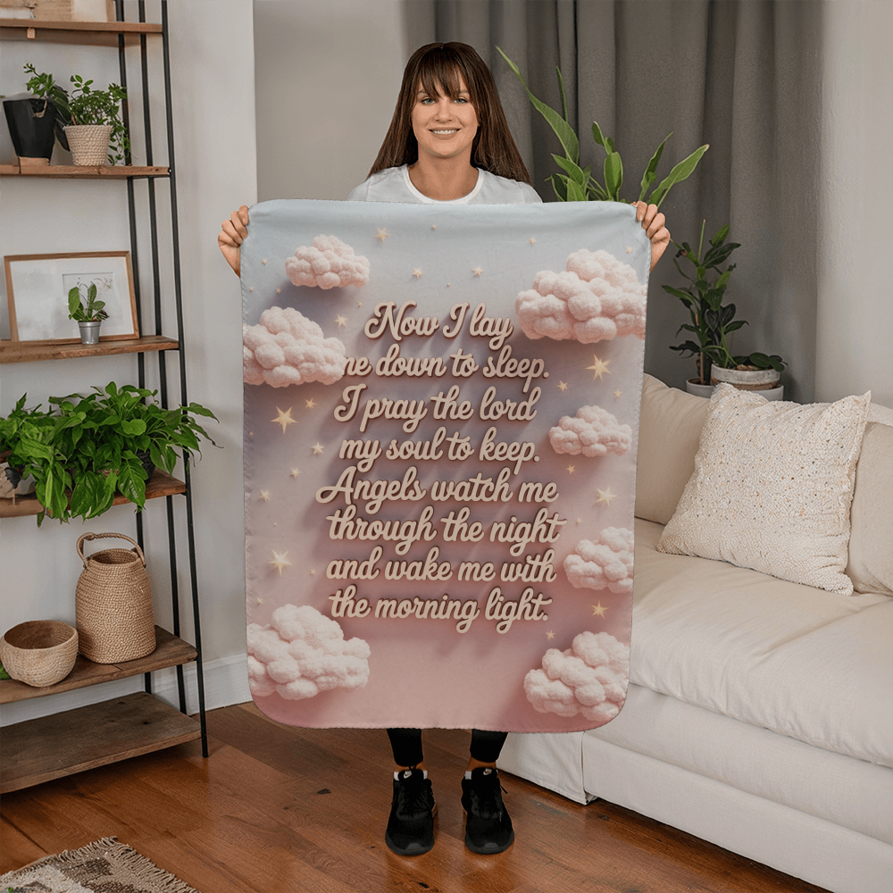 Now  I lay me down to sleep Blanket (pink)
